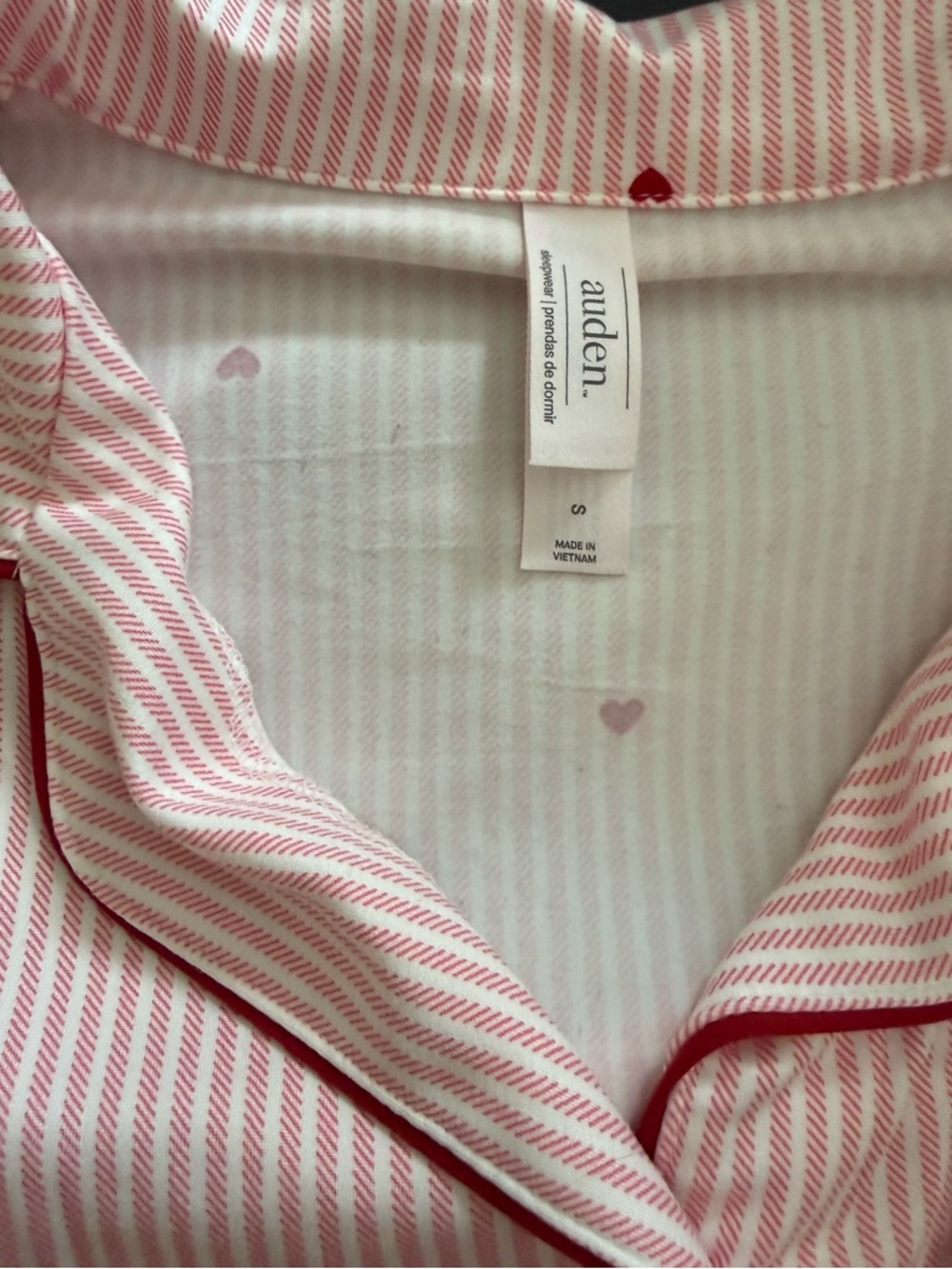 Auden Pink Striped Pajama Set with Red Heart Accents & shorts - Picture 4 of 15